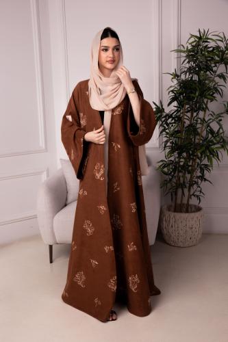 عباية مخمل شتوي بني