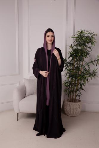 عباية لف موف بتطريز موف فاتح