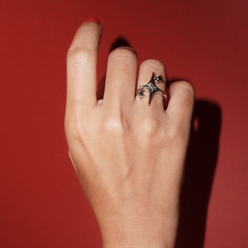 Silver star ring