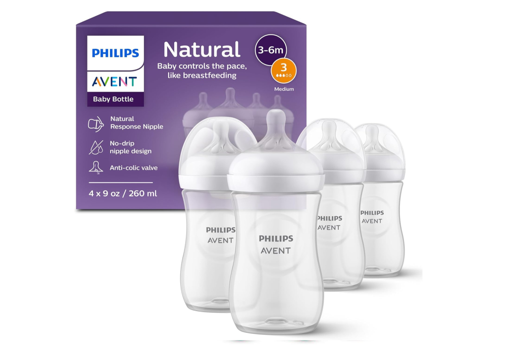 Philips AVENT Natural Baby Bottle with Natural Response, Clear