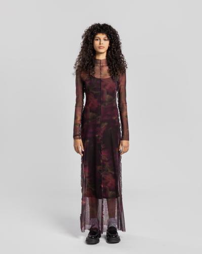 Reddish Mesh Dress Mauve & Black