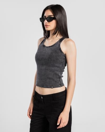 Acid Washed Tank Top - Dark Grey (Printed)