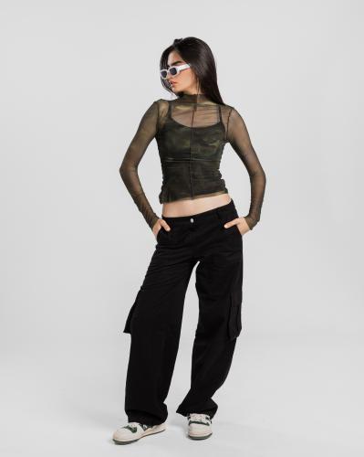 Green Vibes Mesh Top Green & Black