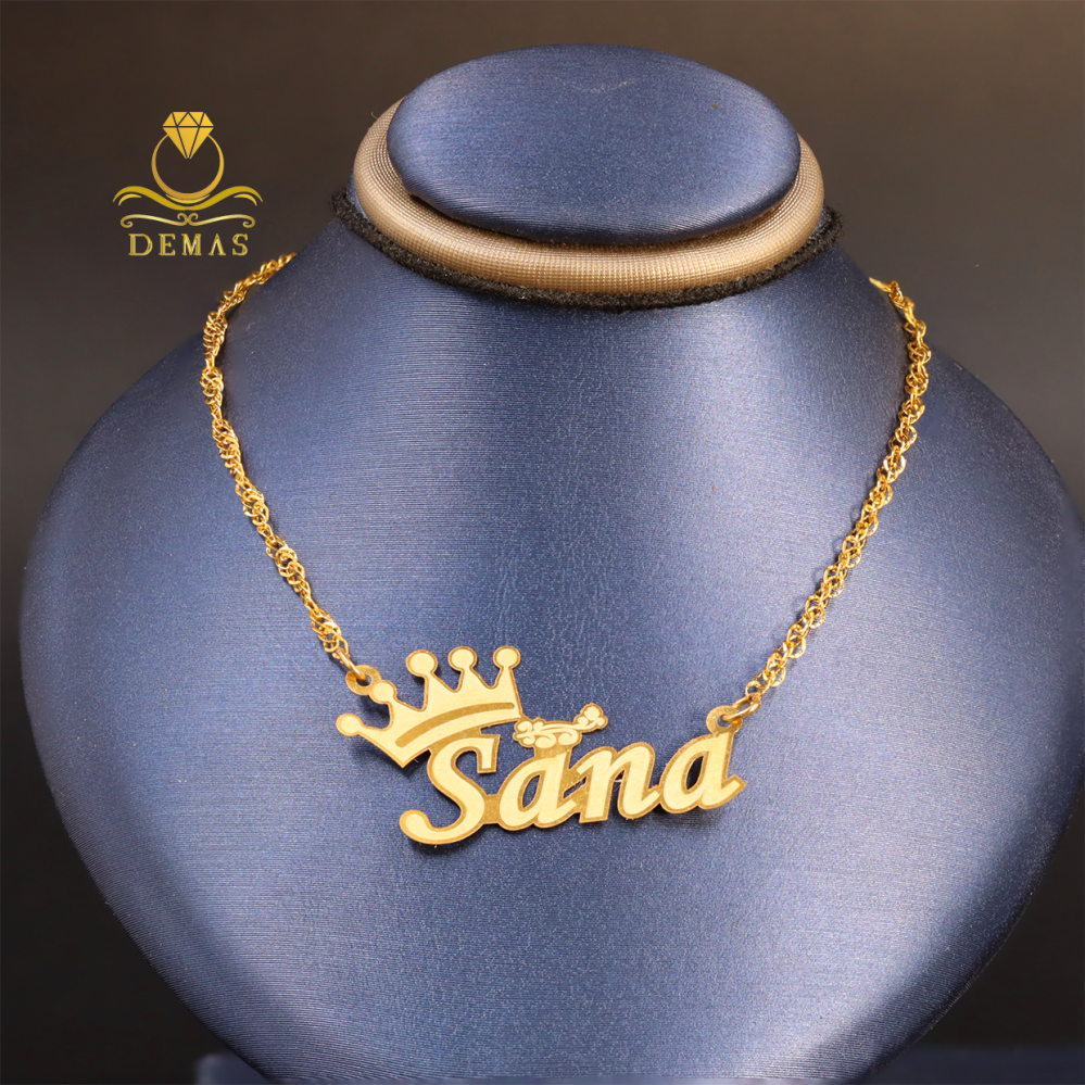 Gold name necklace 18k demas gold store Demas Gold Online