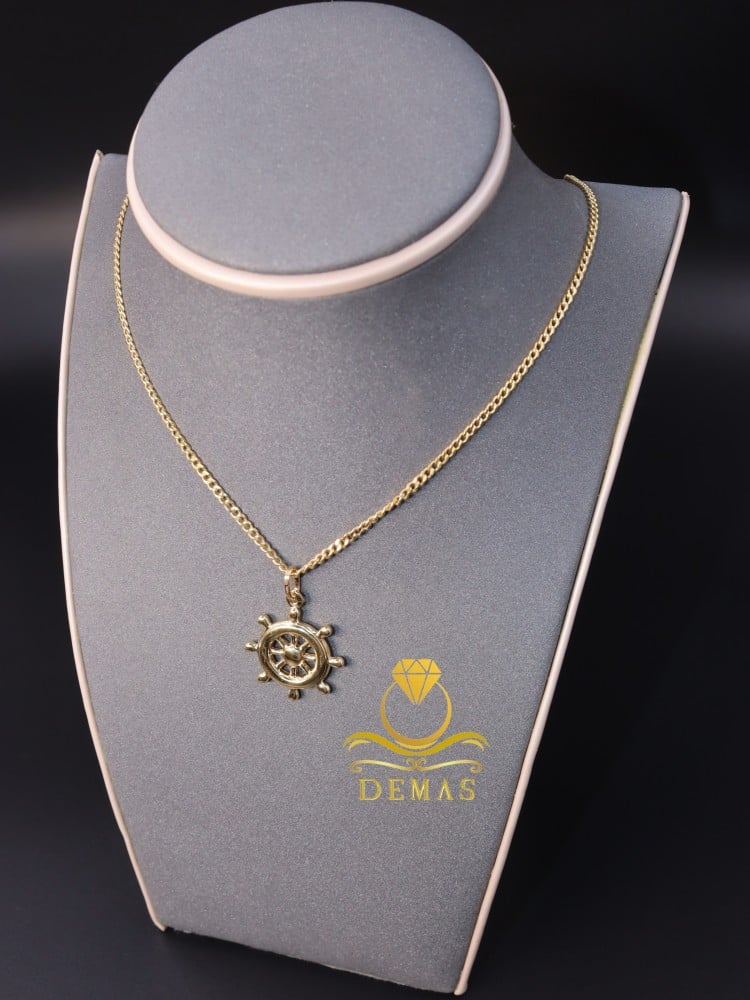 steering wheel necklace 18k italian