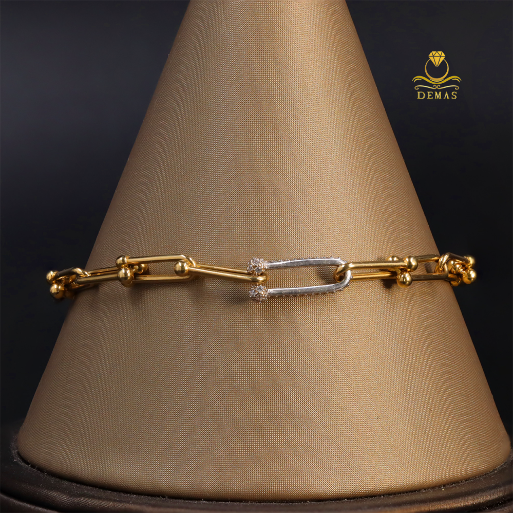 Gold Tiffany bracelet with zircon 18k - Demas Gold Store