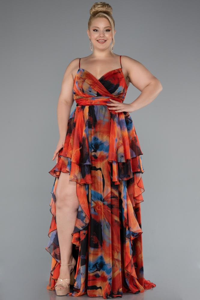 فستان مشجر مكشكش بلا أكمام