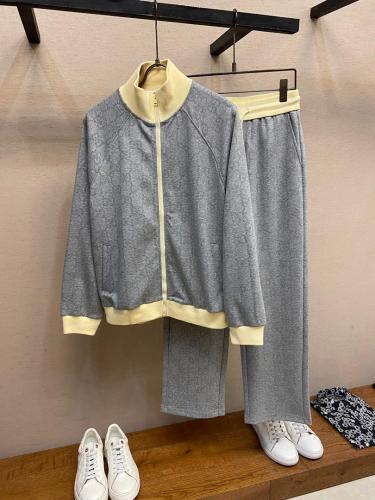 Gucci GG Jacquard Track Suit – Grey & Yellow Trim