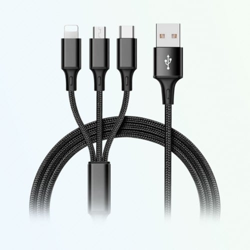 كيبل شحن سريع ايفون USB تايب سي ميكرو بـ ثلاثة رؤو...