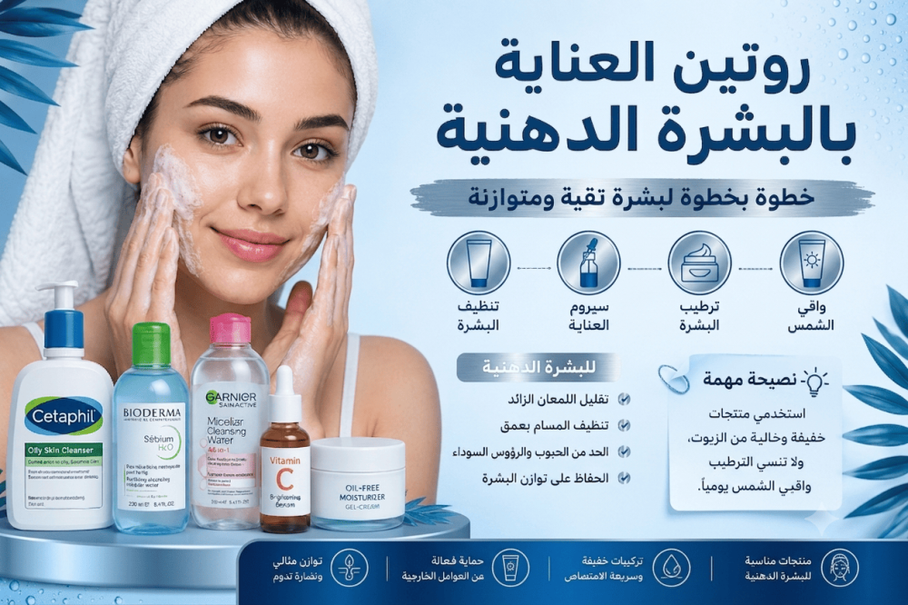 روتين العناية بالبشرة الدهنية خطوة بخطوة + أفضل المنتجات والنصائح