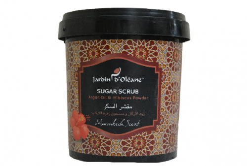 مقشر السكر بزيت الأركان و مسحوق زهرة الكركديه 600 مل