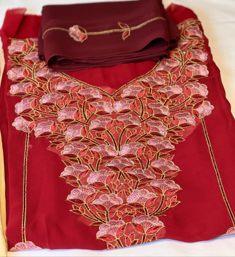 شيفون ناعم مطرز فصوص كريستال