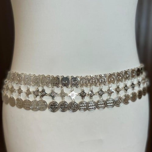 حزام نسائي جنيهات فضي