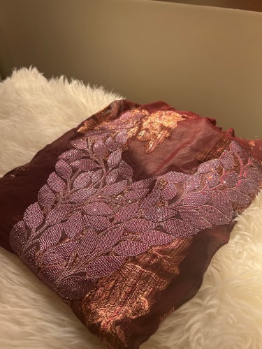 قماش مخور اماراتي  شيفون مذهب متروس كريستال فصوص 6 درجه اولى