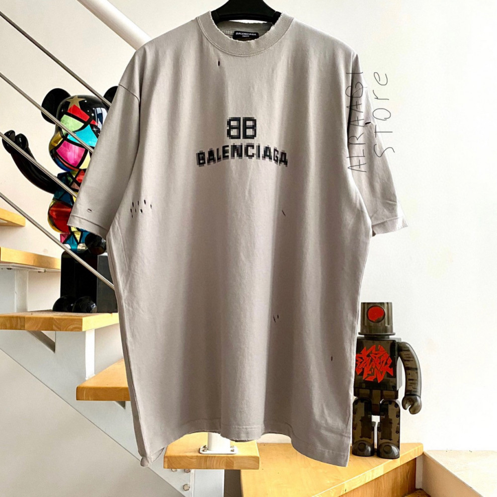 NEW BALENCIAGA BB Mode Neon Orange Pink Cotton T
