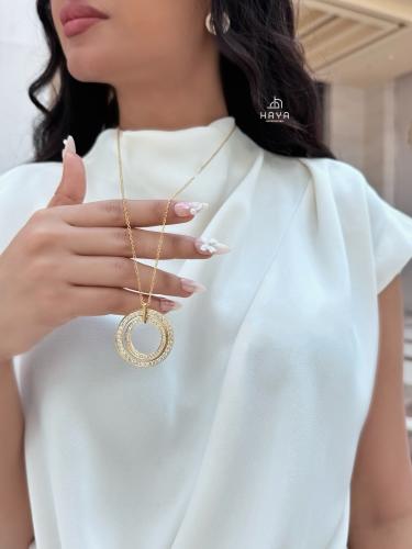 طقم مطلي بالذهب (سلسال طويل + حلق)