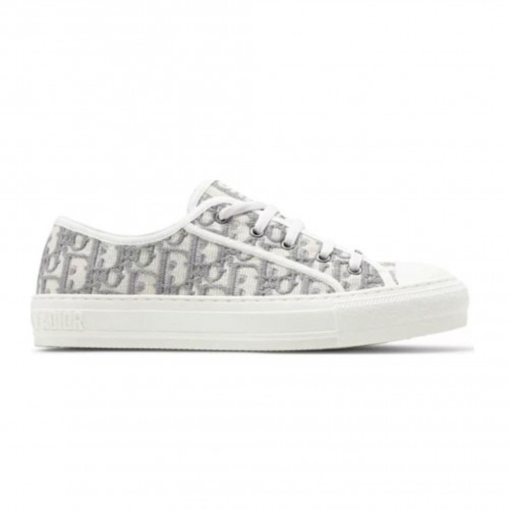 Walk N Dior Embroidered Canvas Low Grey