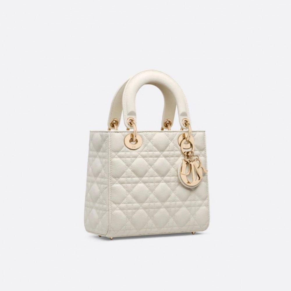 SMALL LADY DIOR BAG Latte Grained Cannage Calfskin