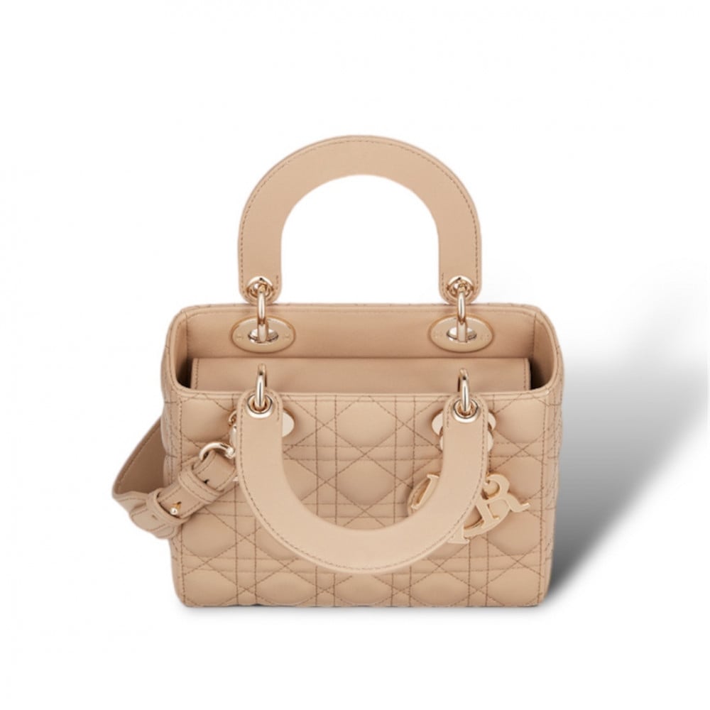 SMALL LADY DIOR Beige Cannage Lambskin