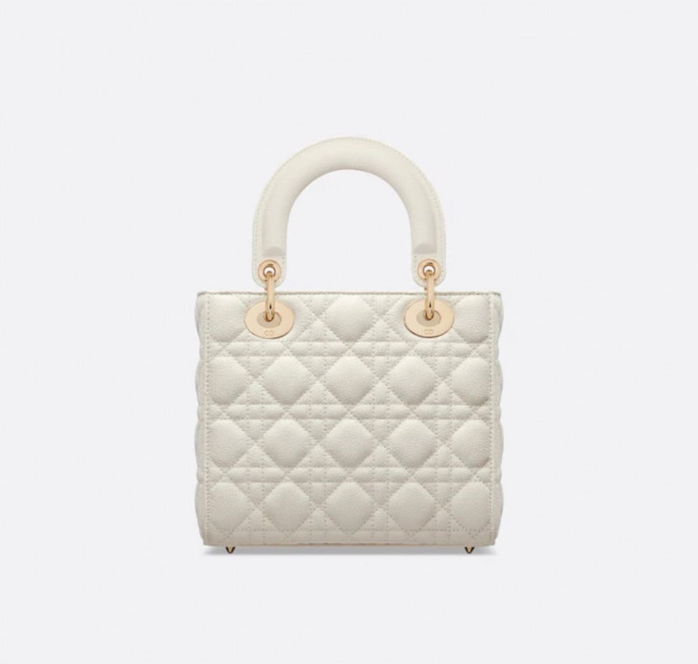 SMALL LADY DIOR BAG Latte Grained Cannage Calfskin
