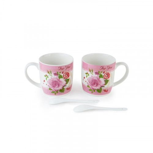 طقم 2 أكواب سيراميك مع ملعقة