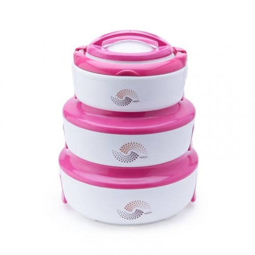 طقم حافظات طعام  MILTON VENTURE أبيض بإطار وردي