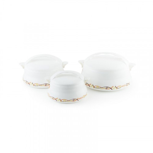 طقم حافظات طعام MILTON REG3POT ابيض مزخرف