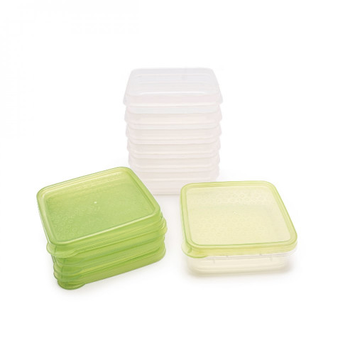 ثلاثة أطقم من علب البلاستيك الملون