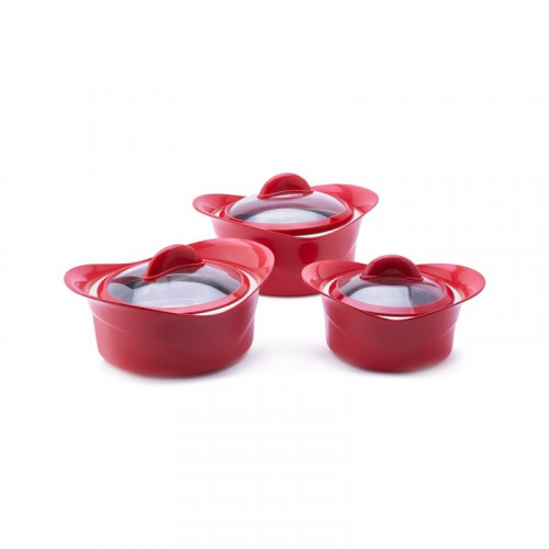 طقم حافظات طعام بغطاء زجاج MILTON REGALIA أحمر