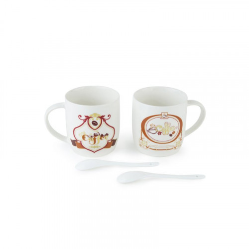 طقم 2 أكواب سيراميك مع ملعقة