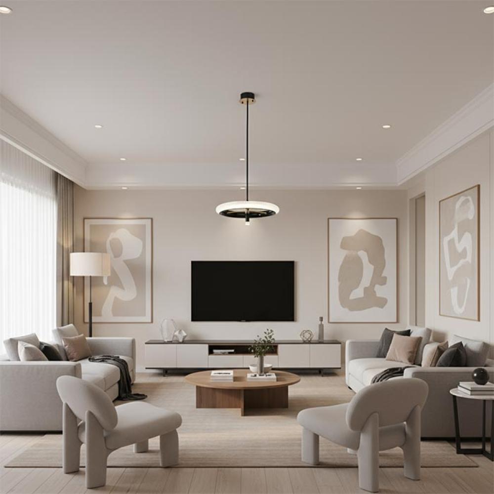 Ring chandelier in black and gold, solar - MD21027012