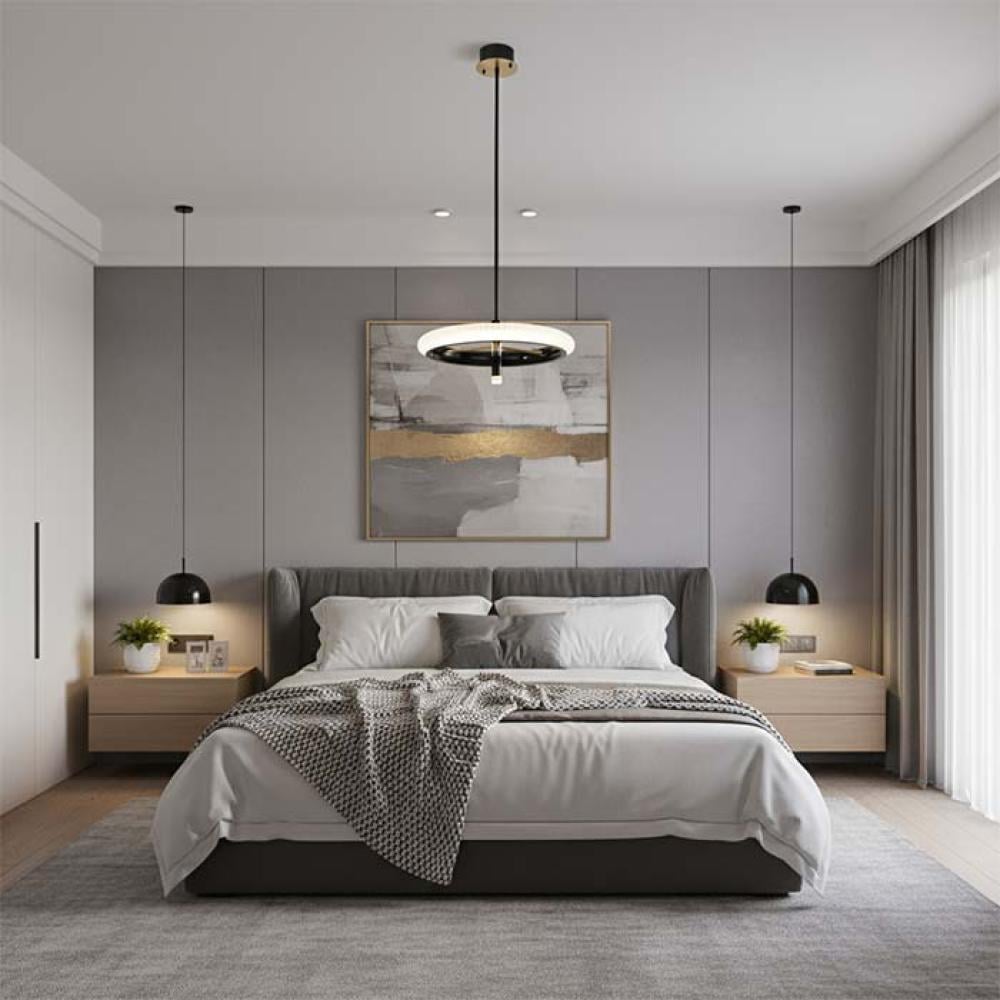 Ring chandelier in black and gold, solar - MD21027012