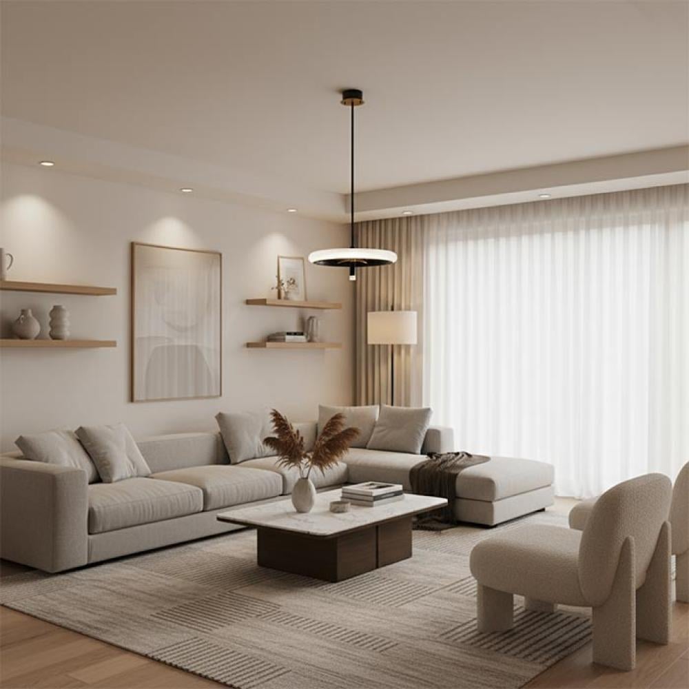 Ring chandelier in black and gold, solar - MD21027012