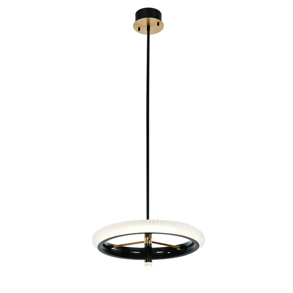 Ring chandelier in black and gold, solar - MD21027012