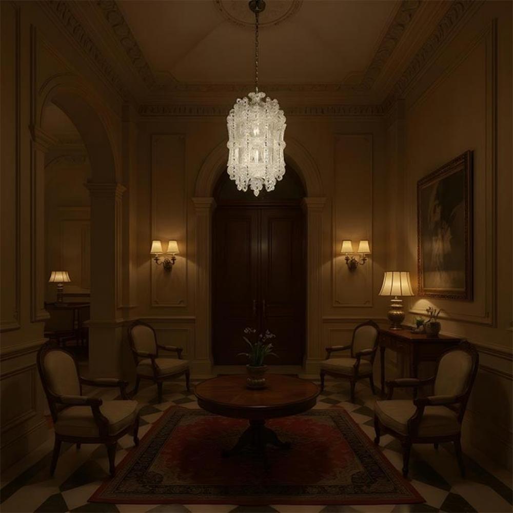 Kumar Round Handcrafted Glass Chrome E14 Chandelier 96516/10