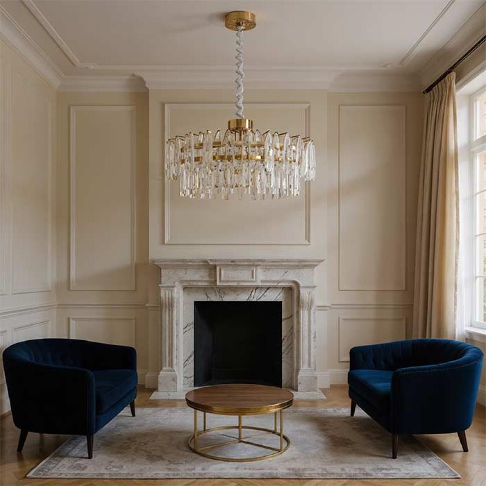 ثريا مونيكا دائرية كريستال وذهبي 9792