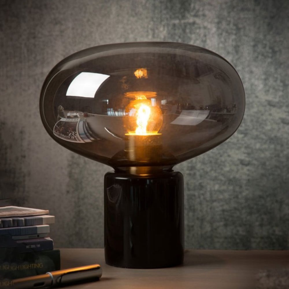 Black Marble Lampshade and Smoky Glass T-7017S Siera Light