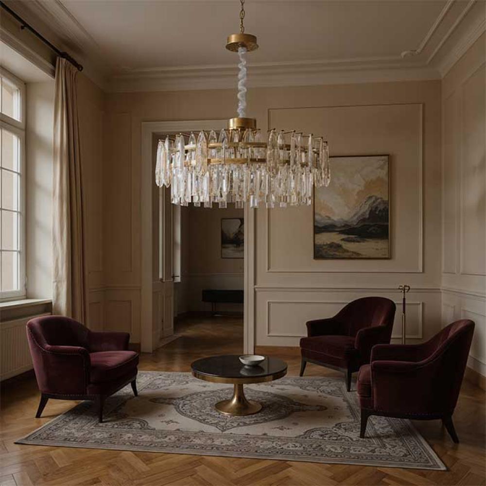 ثريا مونيكا دائرية كريستال وذهبي 9792