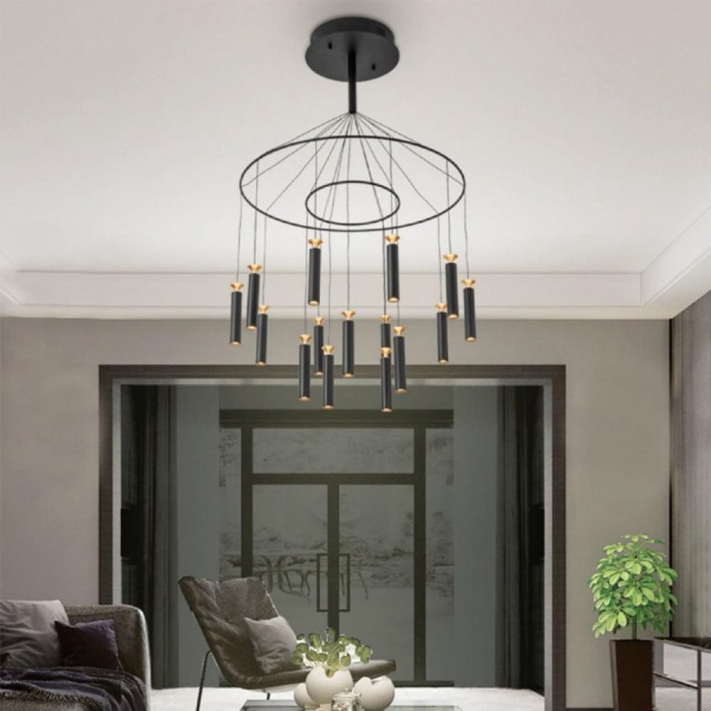 Tiebo Black Pendant With Gold Line- 883