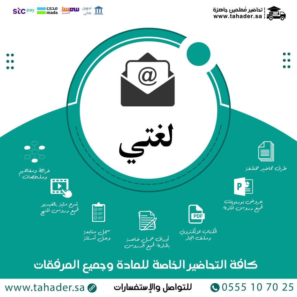 تحضير مادة لغتي أول متوسط التربية الفكرية الفصل الثاني