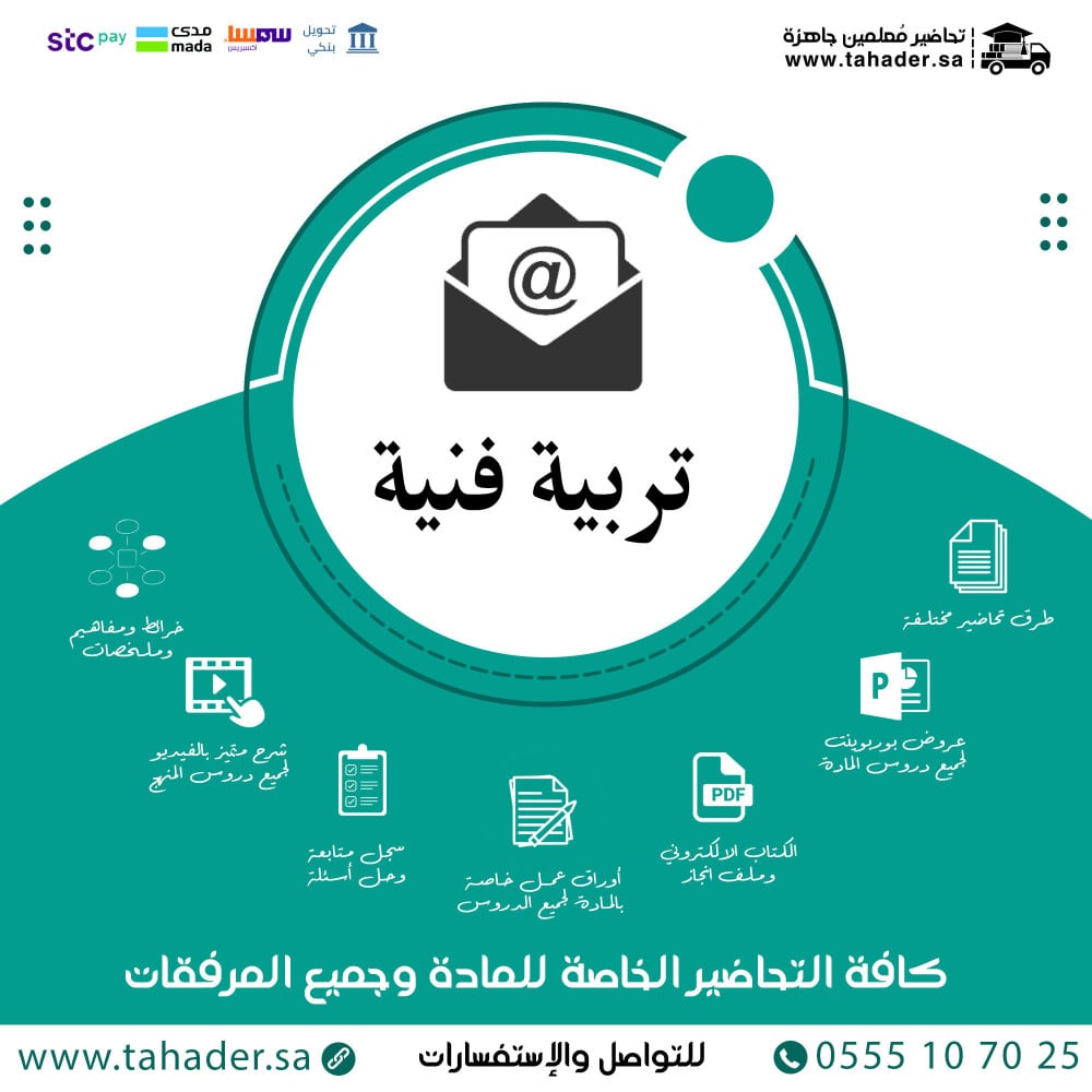 تحضير مادة تربية فنية خامس ابتدائي التربية الفكرية الفصل الثاني