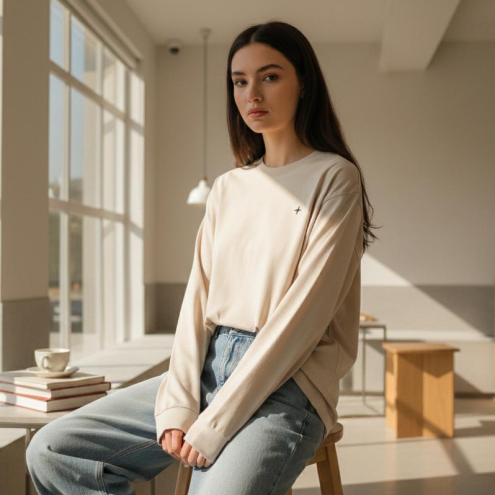 بِيكر لونغ سليف - بيج كريمي (Beaker Long Sleeve - Creamy Beige)