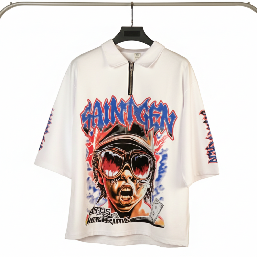 (قميص سانتجين "الفن ليس جريمة" بسحاب علوي)