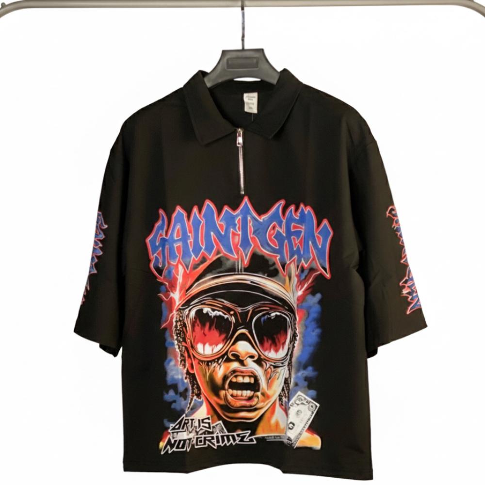 (قميص سانتجين "الفن ليس جريمة" بسحاب علوي)