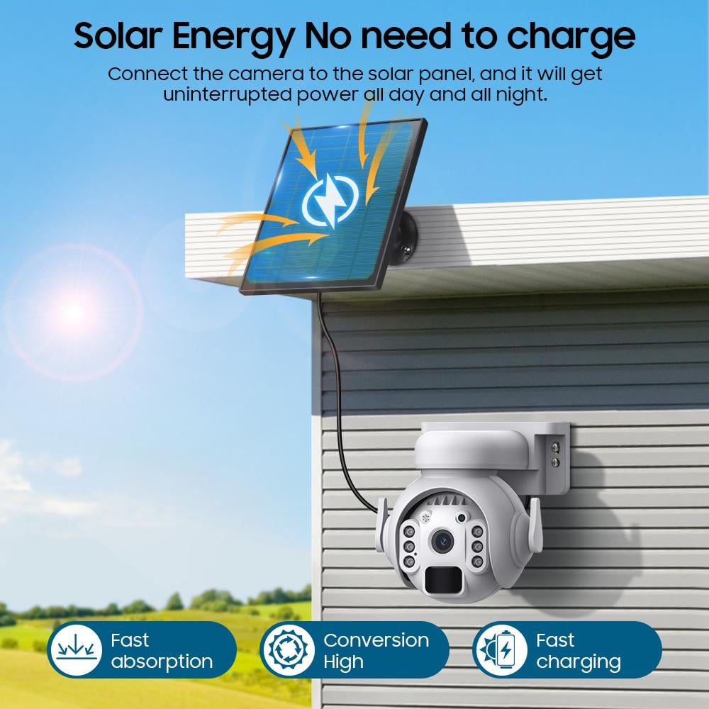 كاميرا طاقة شمسية بشريحة زوم 10X تكبير 4K solar camera 4Gنون امازون
