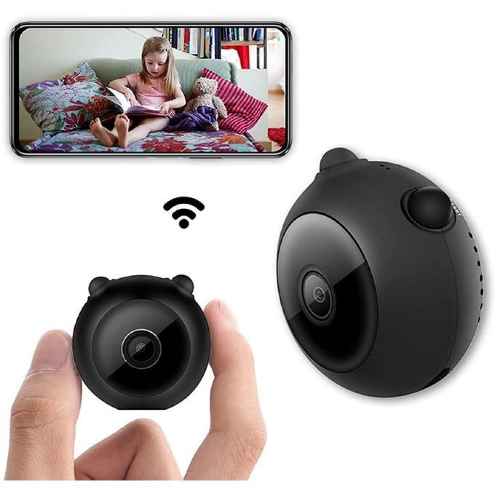 Mini Camera WiFi HD with Night Vision, Motion Detection, App Remote Access, Super Wide Angle rechargeable, Wireless Security Camera Video Recorder, for baby and pet, Built-in Magnet - كام كوم
