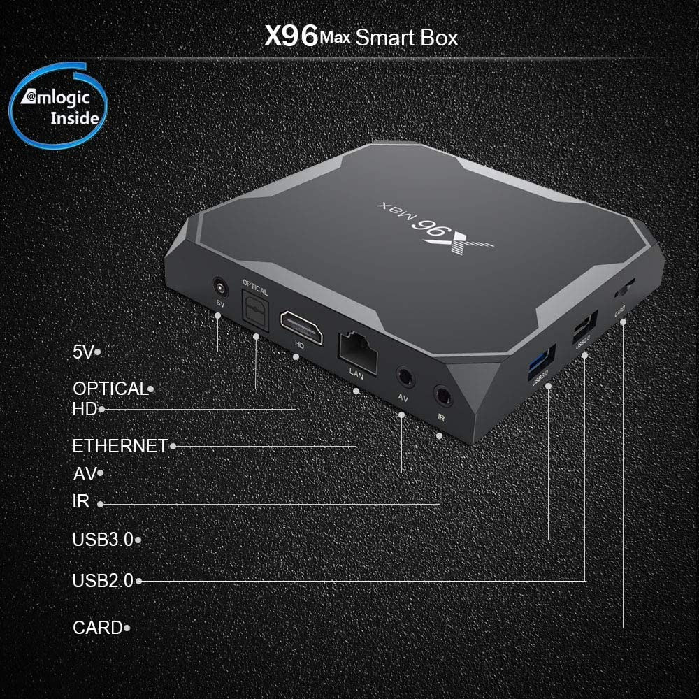 4GB RAM 32GB ROM Amlogic S905X2 Quad-core Cortex-A53 Dual Band WiFi 2.4G+5G/1000M Ethernet/BT 4.1/USB 3.0/H.265 3D 4K@75fps Smart Media Player OTT Box Android 8.1 TV Box X96 Max Android TV Box