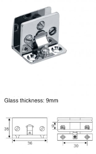 مفصلة زجاج لون كروم 9 ملي
