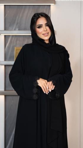 عباية شيفون بورد في الكم والاسفل