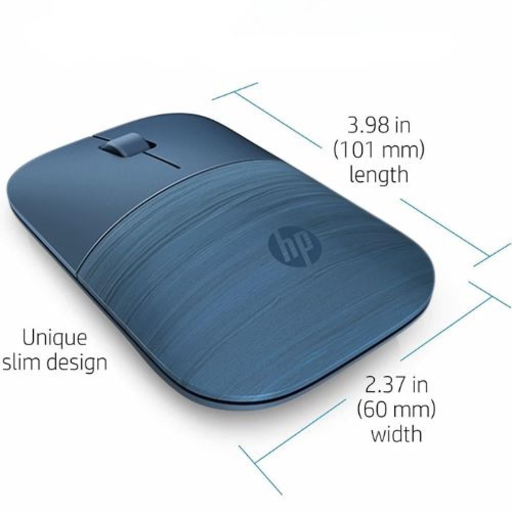 HP ماوس لاسلكي Z3700، اتصال USB دونجل 2.4 GHz، تقنية LED زرقاء، دقة 1200 نقطة لكل بوصة، بطارية 16 شهر، اتصال حتى 10 متر، ضمان لمدة عامين، صغير الحجم، محمول، ازرق لوميير - 7UH88AA
